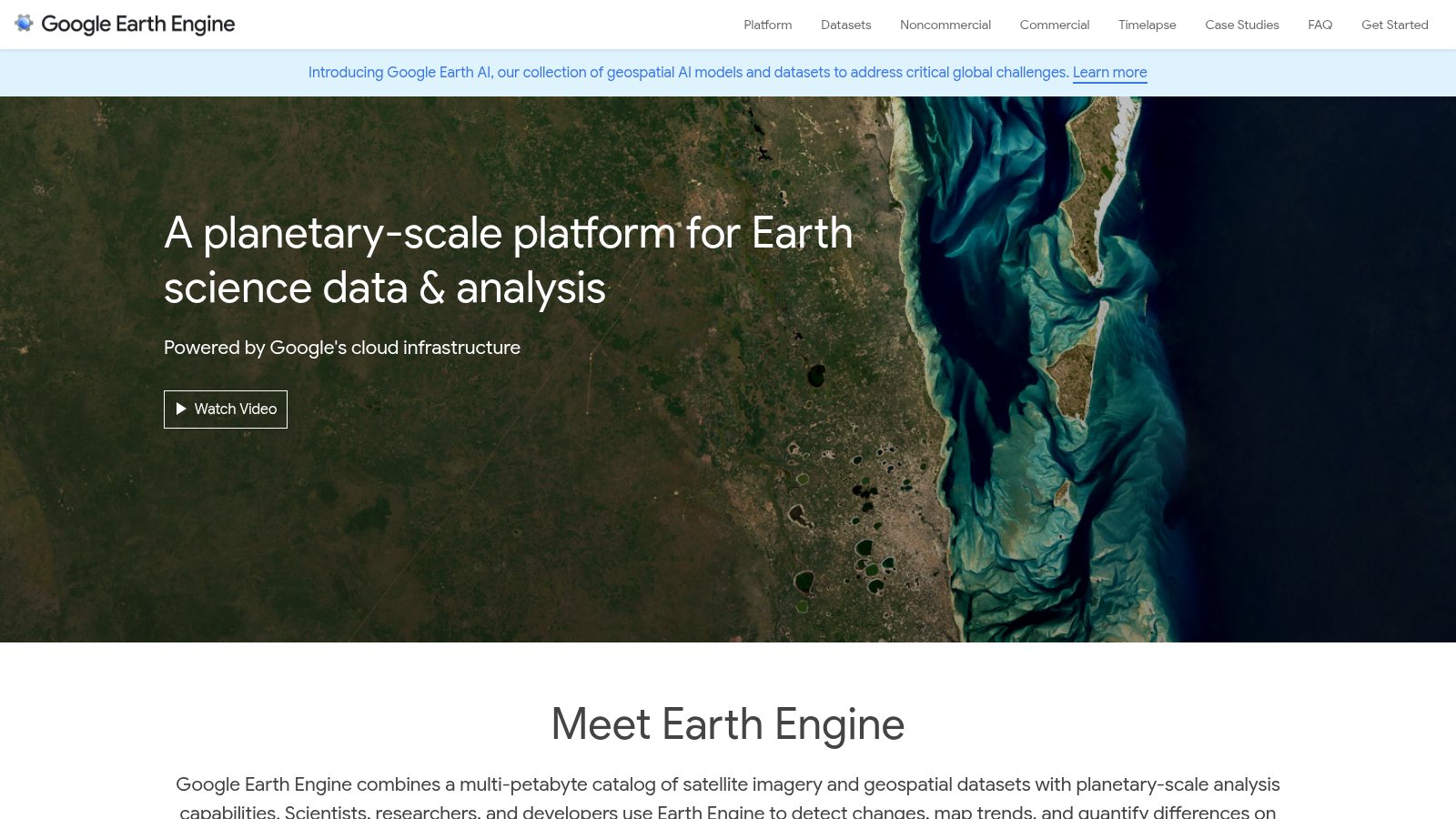 Página principal de Google Earth Engine
